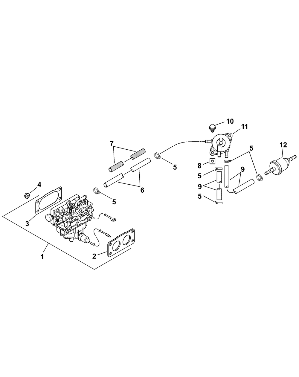 Kohler Cv750-0028 Fuel System Diagram and Parts List for M60-KH 53AH8CT6050-30HP-OHV Cub Cadet Lawn Tractor